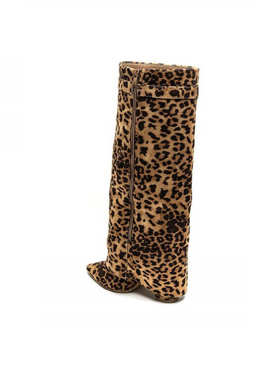 Luz | Botas de ante con estampado de leopardo