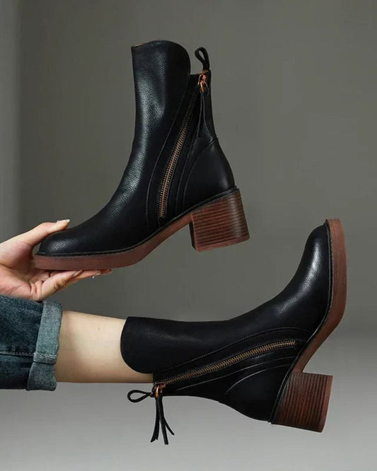 Alma | Botas de cuero con tacón cuadrado