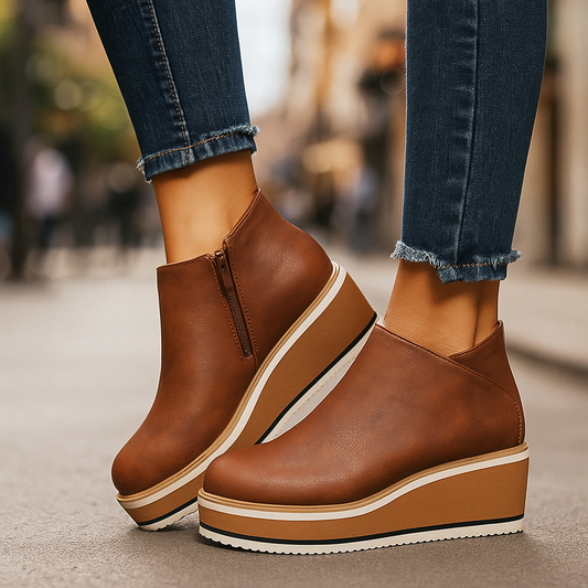 Valentina | Botines de cuña con cremallera lateral