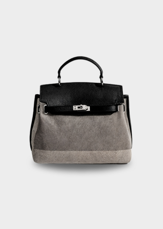 Emilia - Bolsa de lona en piel de vaca
