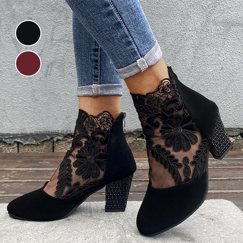 Julia | Botines elegantes de encaje con tacón