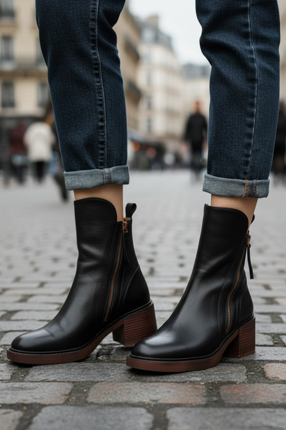 Alma | Botas de cuero con tacón cuadrado