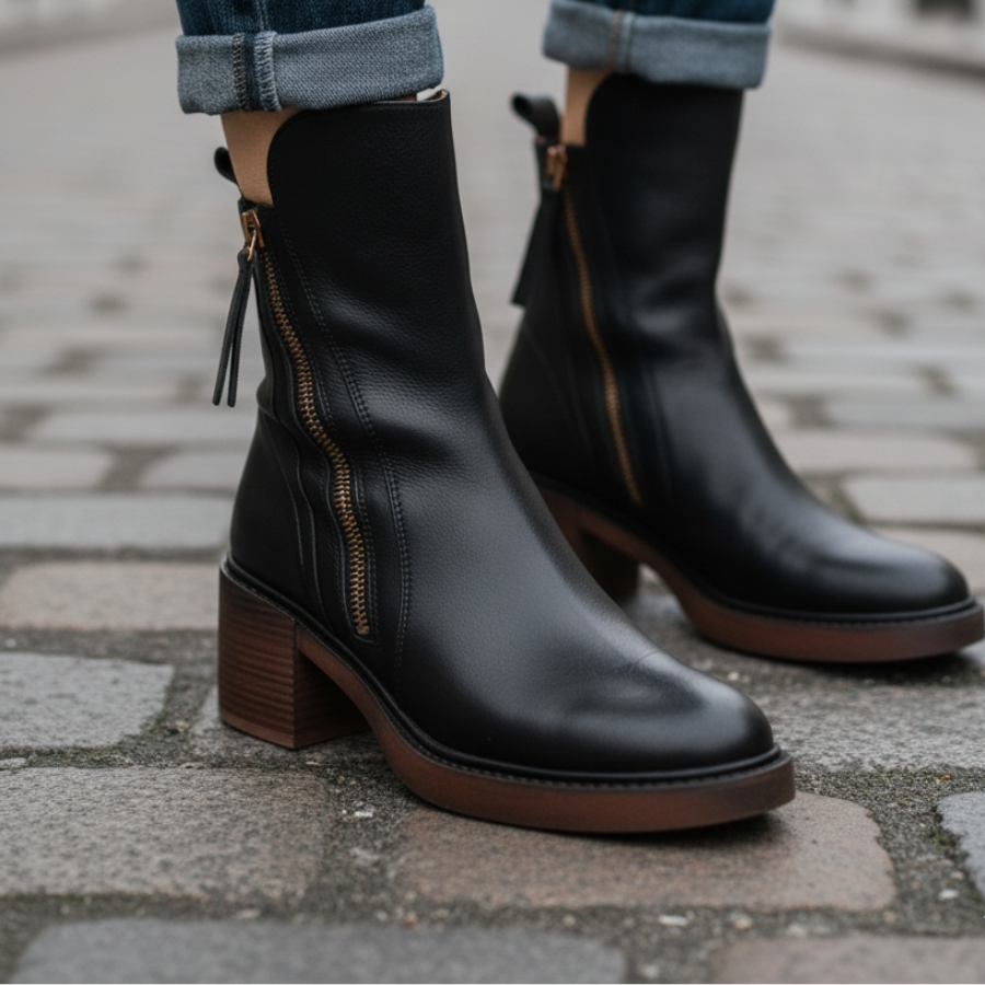 Alma | Botas de cuero con tacón cuadrado