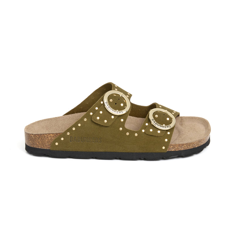 Sandalia de mujer Bari Glam en color caqui, Babunkers by Billowy