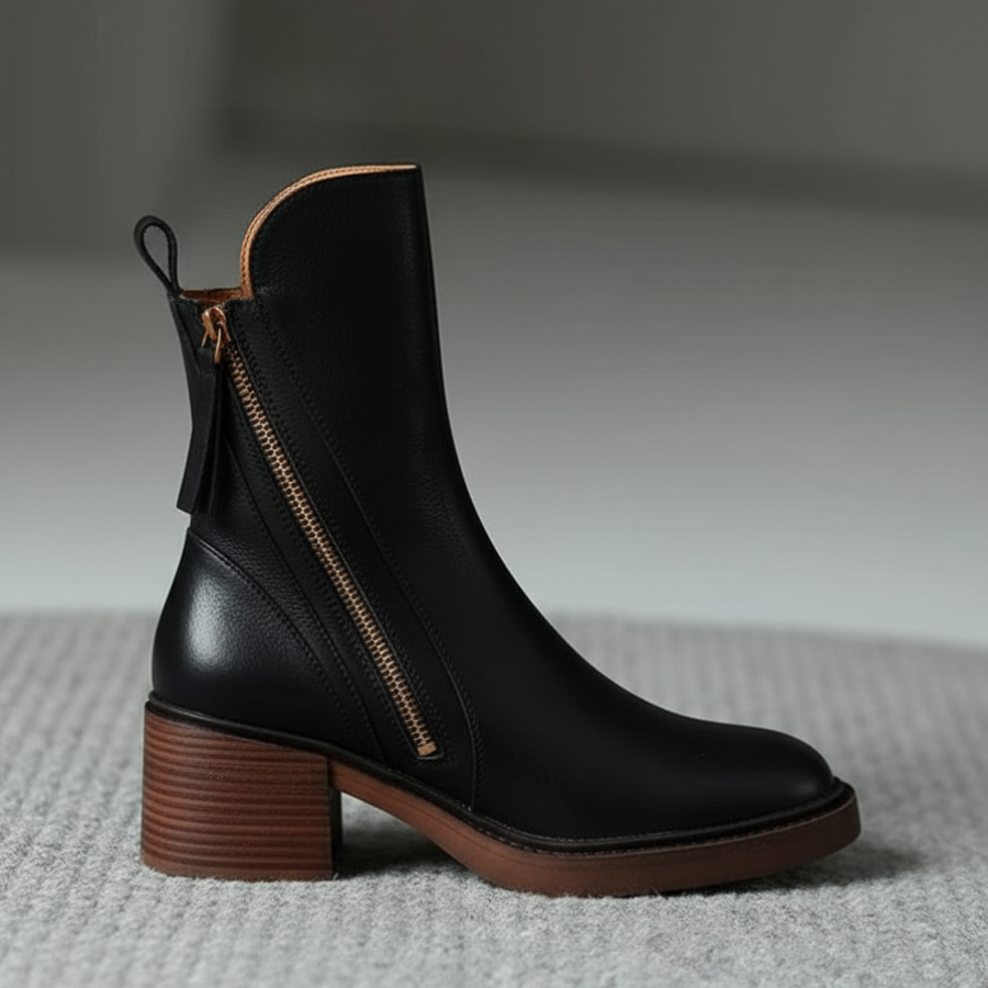 Alma | Botas de cuero con tacón cuadrado