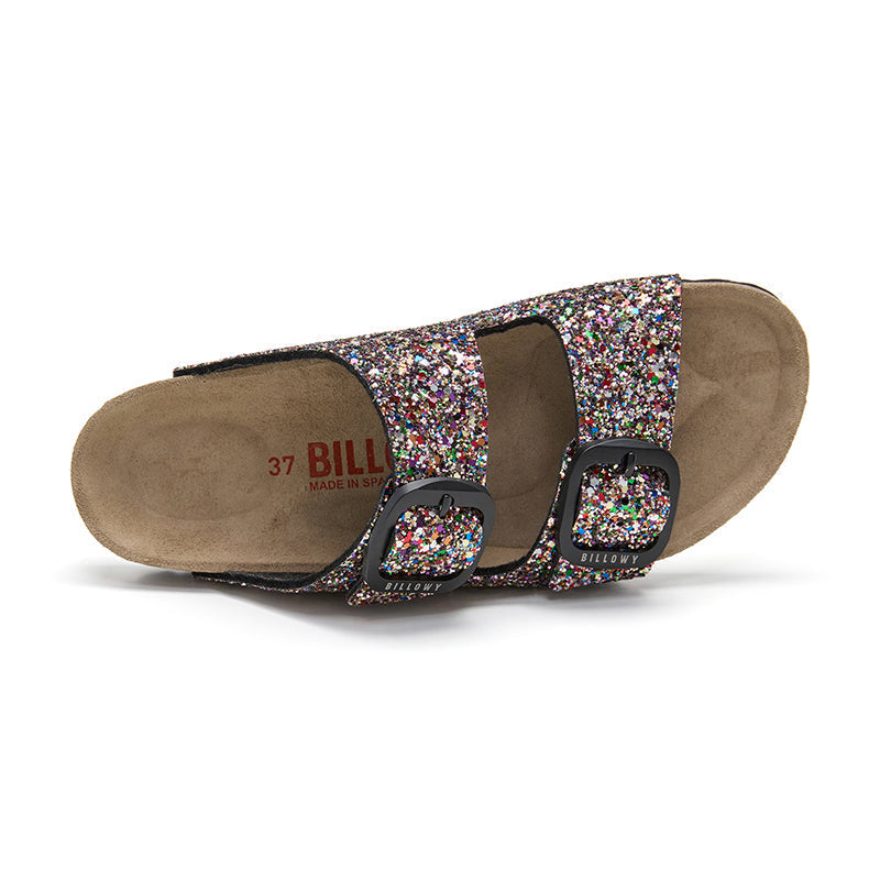 Sandalia Malibú multicolor negra para mujer