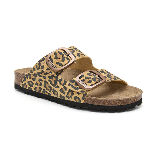 Sandalia Malibú de leopardo marrón para mujer