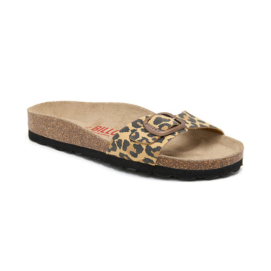 Sandalia Santa Mónica de leopardo marrón para mujer