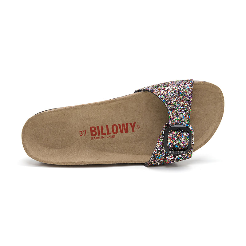 Sandalia Santa Mónica multicolor negra para mujer