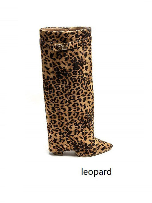 Luz | Botas de ante con estampado de leopardo
