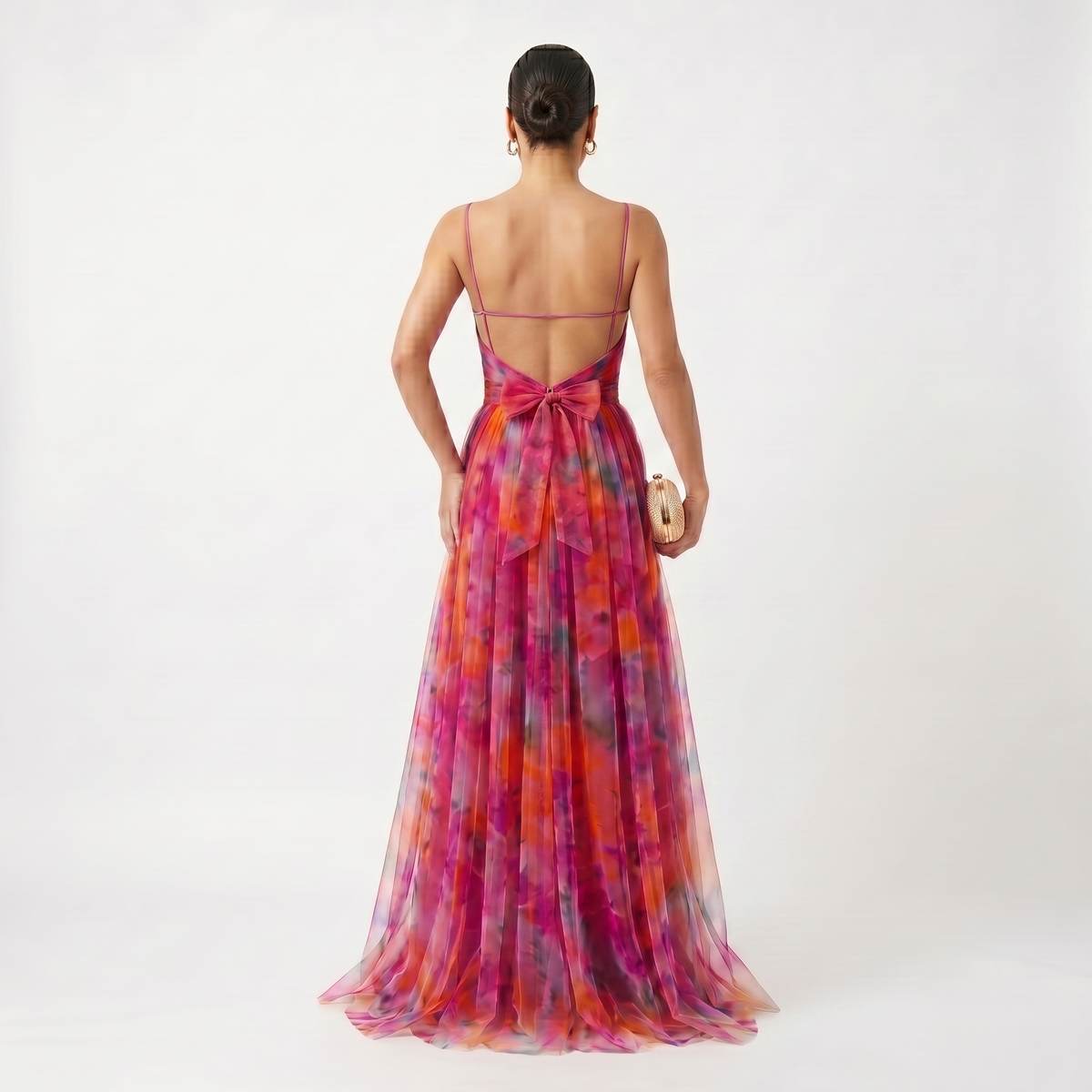 Helena | Vestido de gala en tul con estampado acuarela