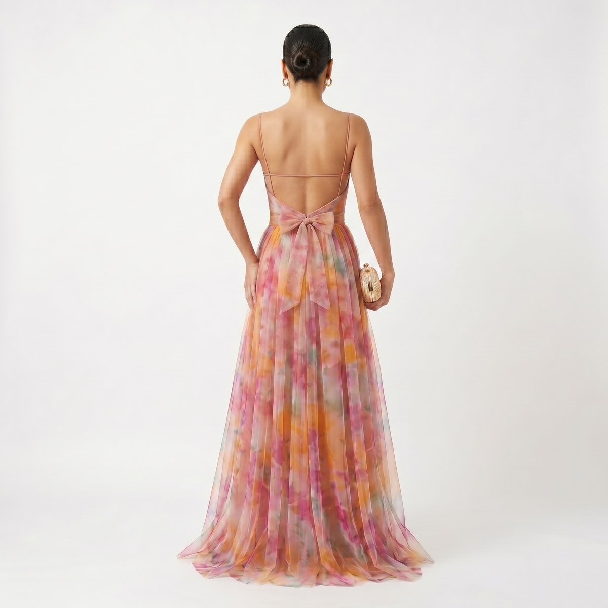 Helena | Vestido de gala en tul con estampado acuarela