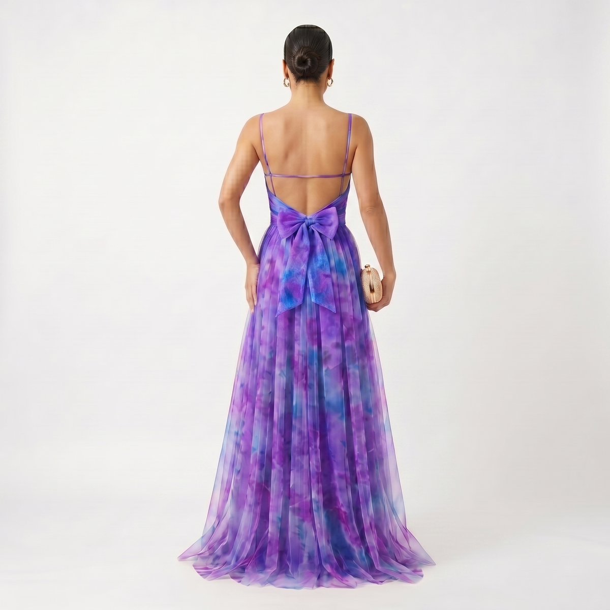 Helena | Vestido de gala en tul con estampado acuarela