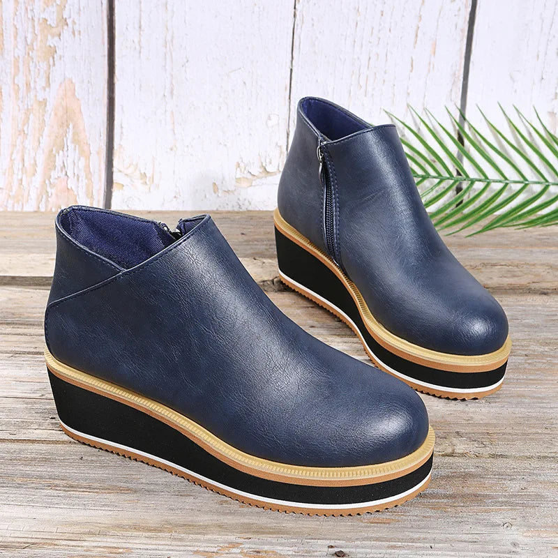 Valentina | Botines de cuña con cremallera lateral