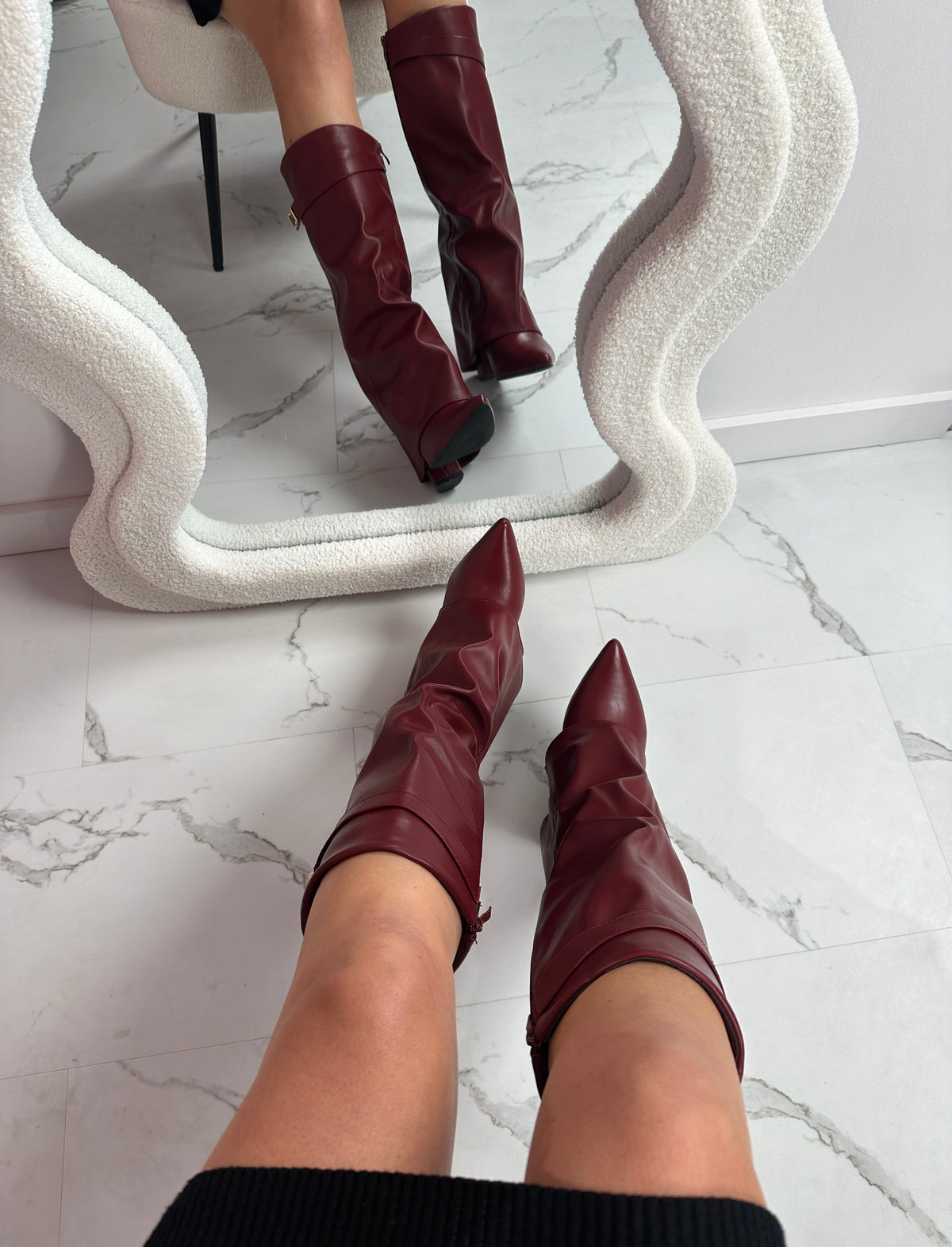 Martina | Botas de cuero color burdeos