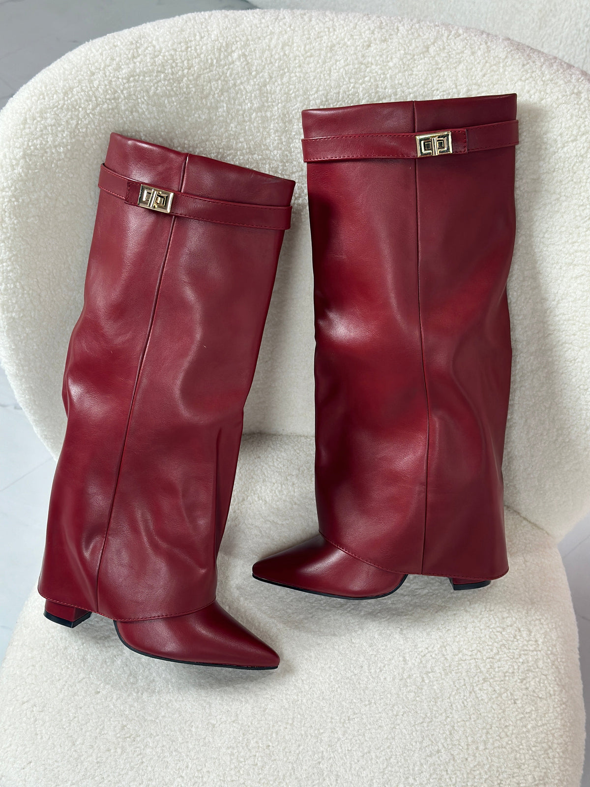 Martina | Botas de cuero color burdeos