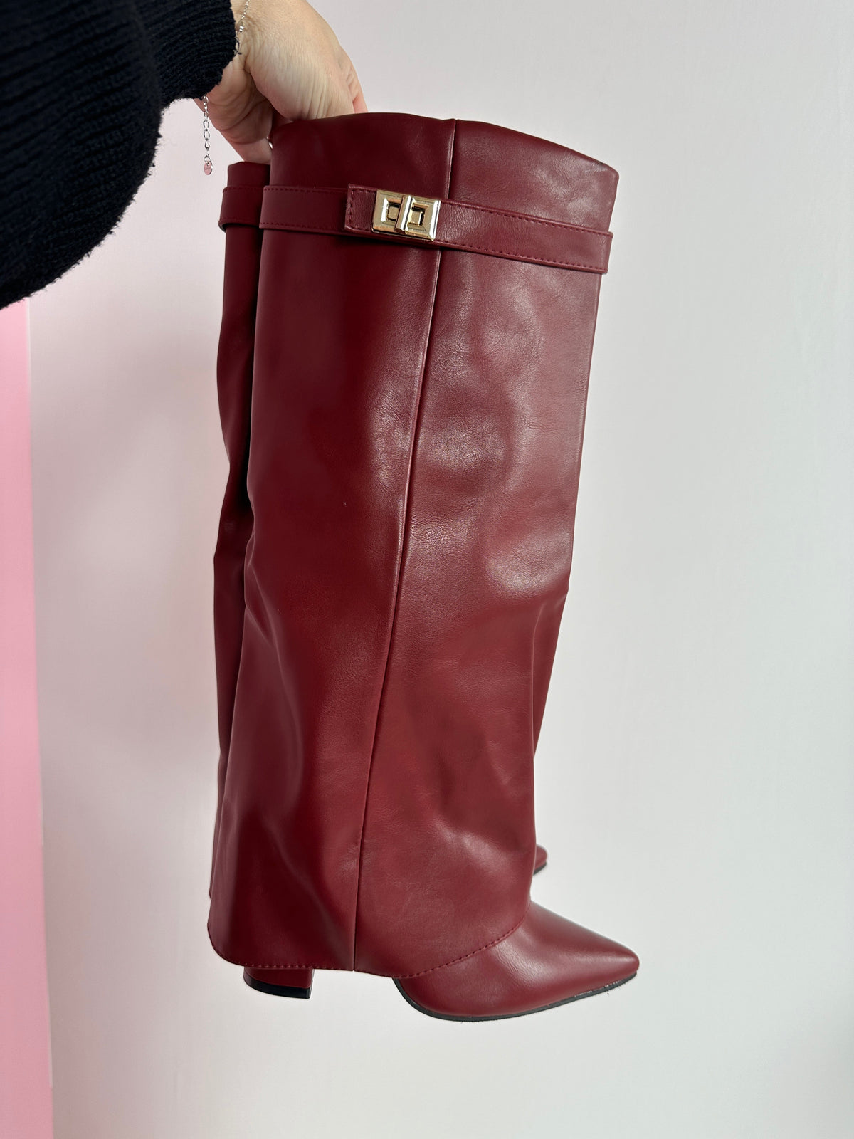 Martina | Botas de cuero color burdeos