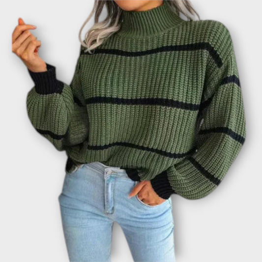 Juliana | Jersey de cuello alto a rayas