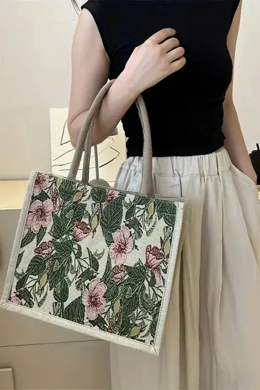 Bolsa de Yute Ecológica con Estampado Floral